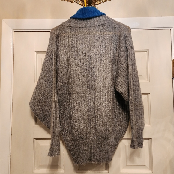 Escada Vintage Mohair Blend Gray Blue Size 38 Sweater Made W. Germany Rib Stitch - Picture 3 of 4